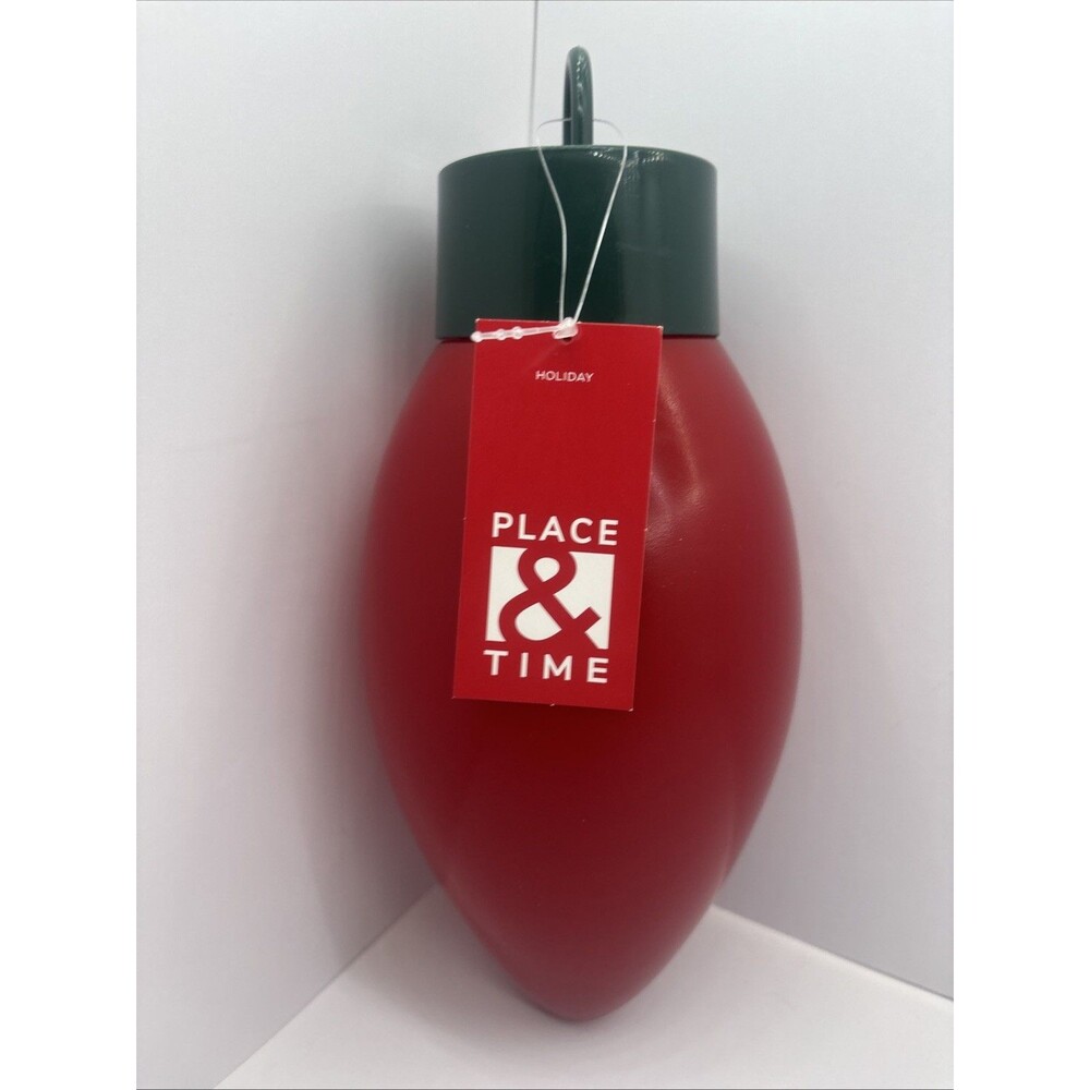 Place & Time Jumbo Red Christmas Light Bulb Ornament 11" Yard Decor NWT